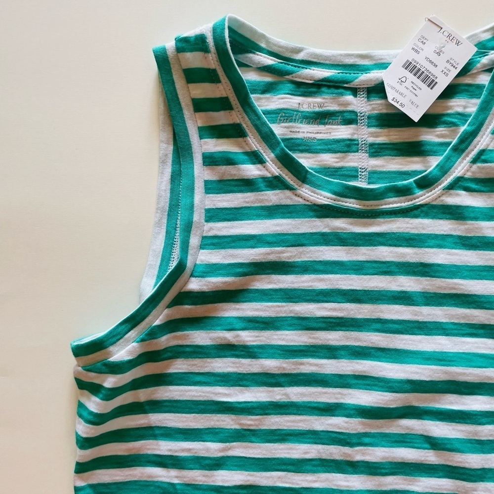 J. Crew Green & White Stripe Tank - Picture 2 of 6
